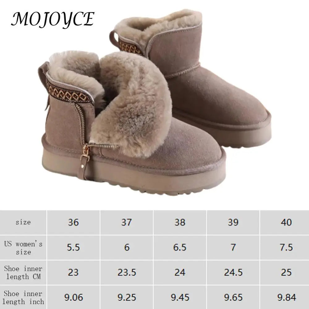 Snow Boots Faux Fur Lining Ankle Booties Anti-Slip Short Boots for Indoor Outdoor
