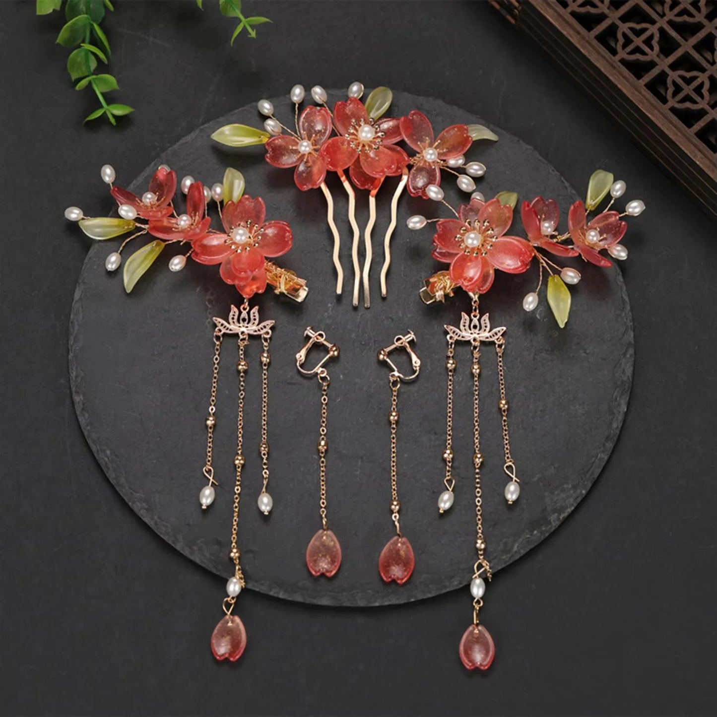 Hair Accessories & Earrings Set Hair Clip Hairpins Hair comb Bridal Headdress Retro Hair Accessories Headwear Gift Earrings
