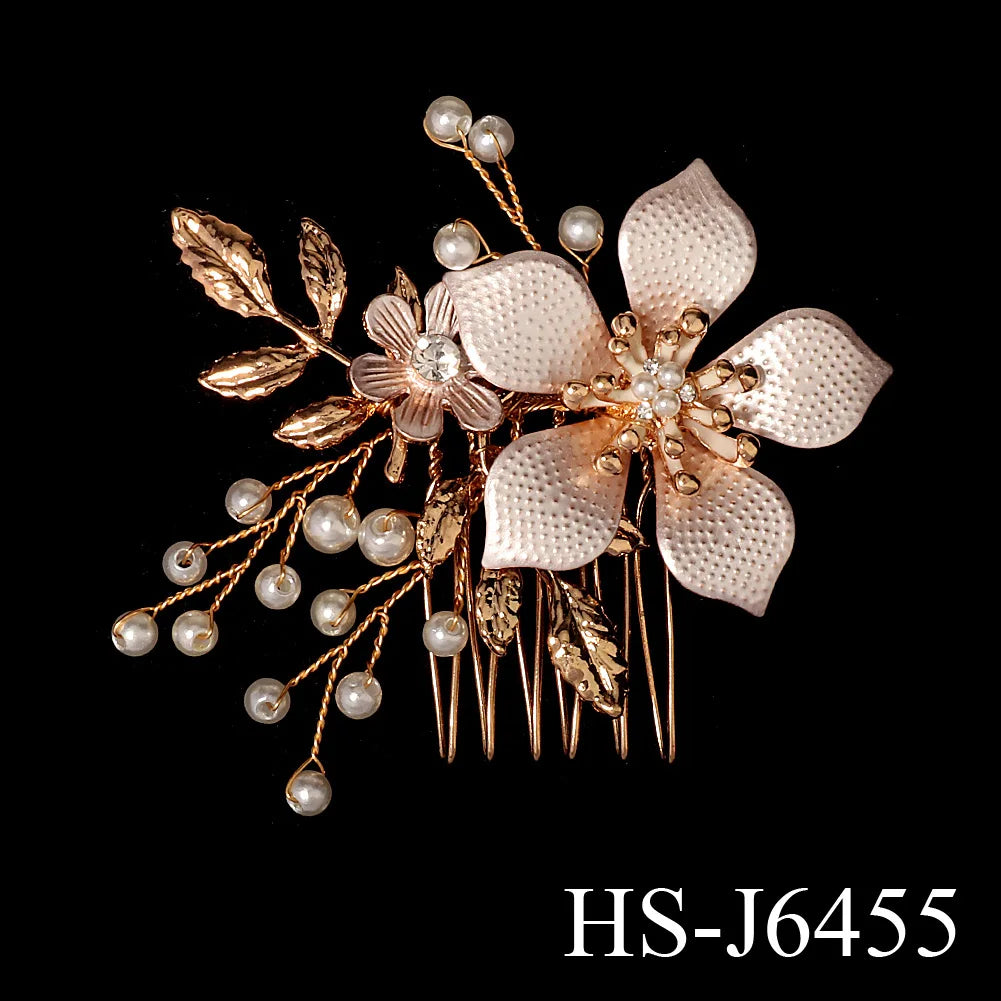 Golden Luxury Pearl Hair Comb Classic Jewelry Crystal Side Bangs Hair Clip For Women Elegant Headpieces