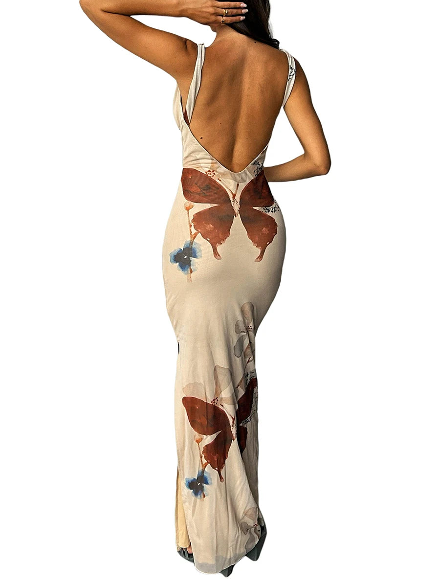 Wrapped Dress Retro Sleeveless Floral Print Casual