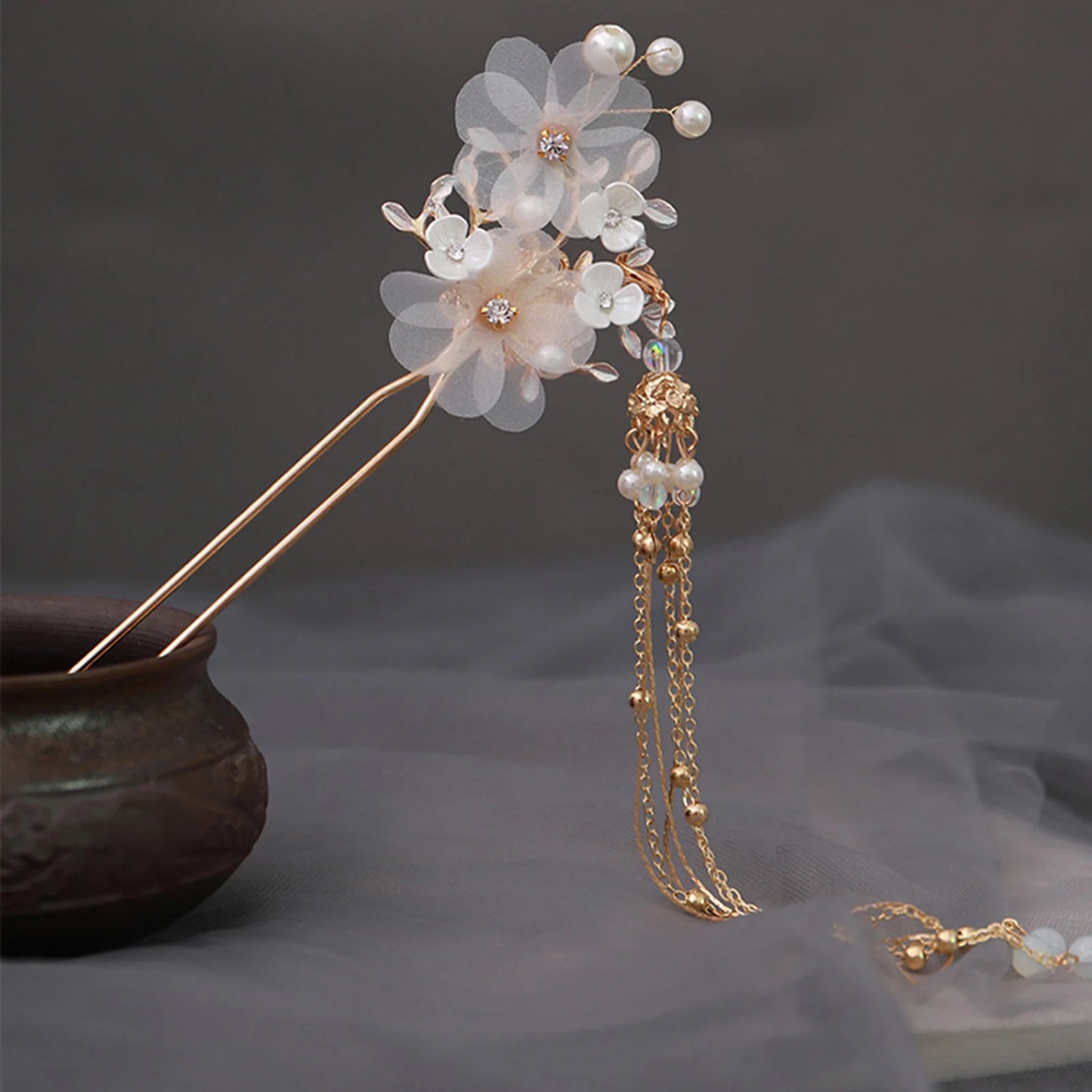 Pearl Rhinestone Flower Hairpins Hair Accessories Pearl Hairpins Flower Hair Pins Hair Ornaments Hair Stick