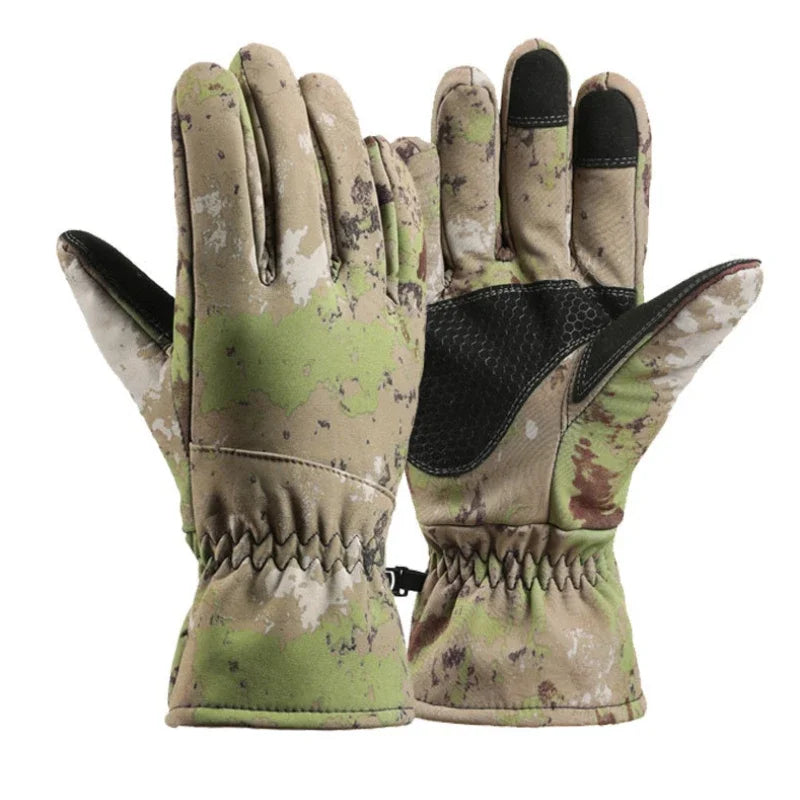 Camouflage Fleece Thickened Ski Gloves Warm Non-slip Windproof And Waterproof Touch Screen Hiking Glove