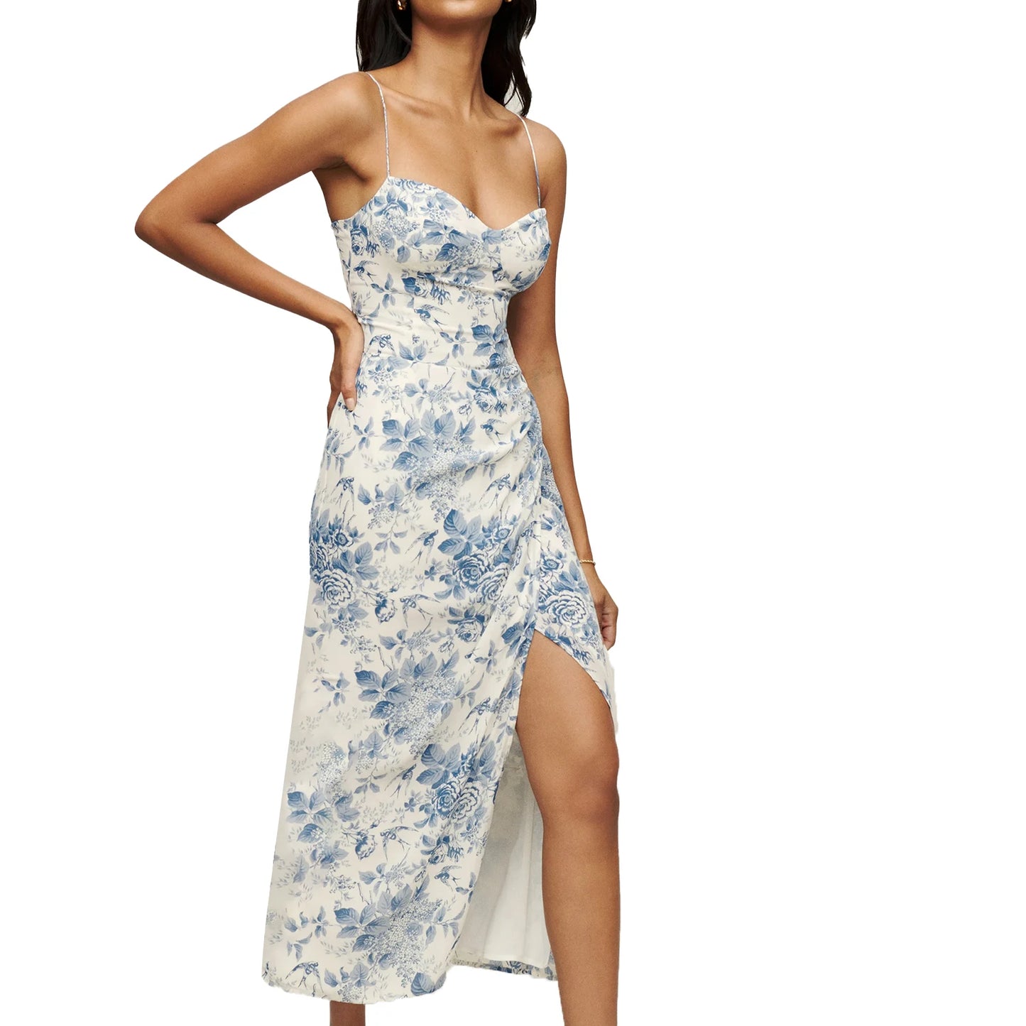 Floral Sleeveless Dress  Spaghetti Strap  Long Dress