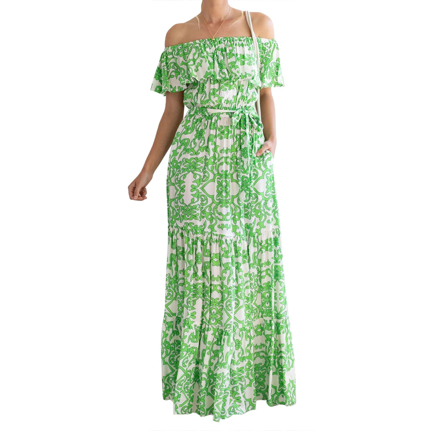 Long Off Shoulder  Floral Print Casual Party Spring Summer Dress