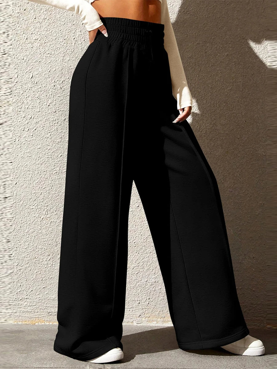 Women s High Waist Wide Leg Trousers Solid Color Loose Fit Palazzo Pants for Chic Street Style and Everyday Wear