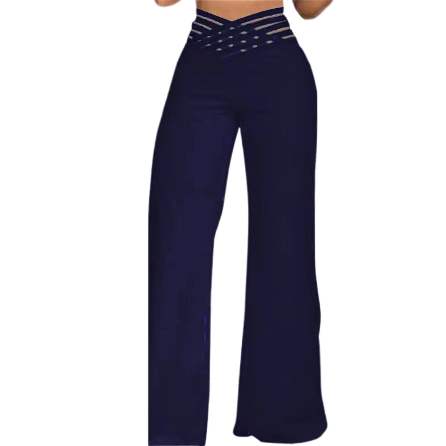 Elegant High Waisted Wide Leg Trousers with Cutout Detailing Stylish Loose Fit Flared Pants for Chic Street Style