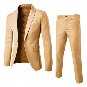 Fashion Jacket + Vest + Trousers Three or Two-piece Set Men's Solid Business Gentleman Casual Fit