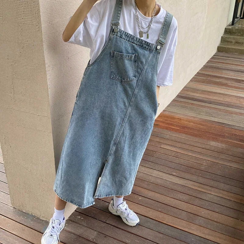 Denim Overall Dress Women Sleeveless Jeans Dresses Fashion Female Solid Slip Casual Loose  Strap Dresses