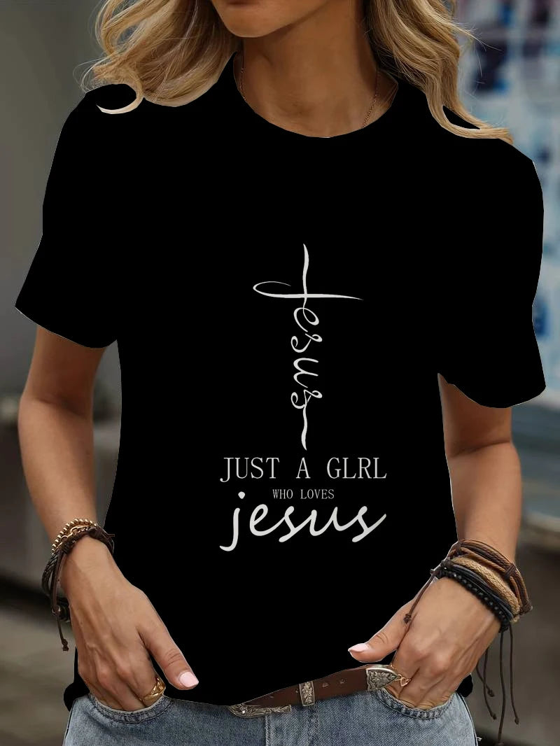 Print Tees Casual Street Tops Woman Clothing Short Sleeve Women's T-Shirt Chic