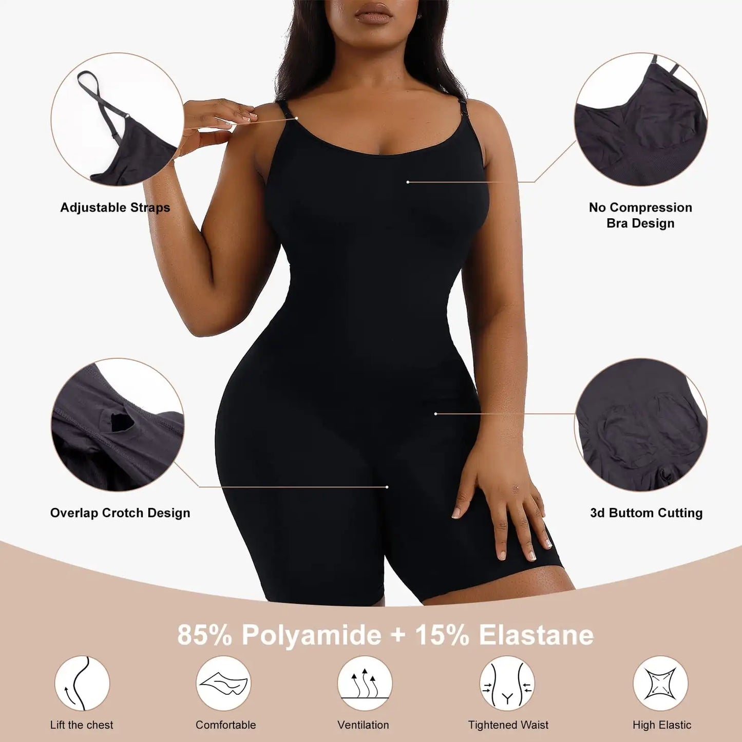 Seamless Shapewear Tummy Control Body Shaper Comfortable for Women Under Dress Thigh Slimmer Bodysuit Girdle