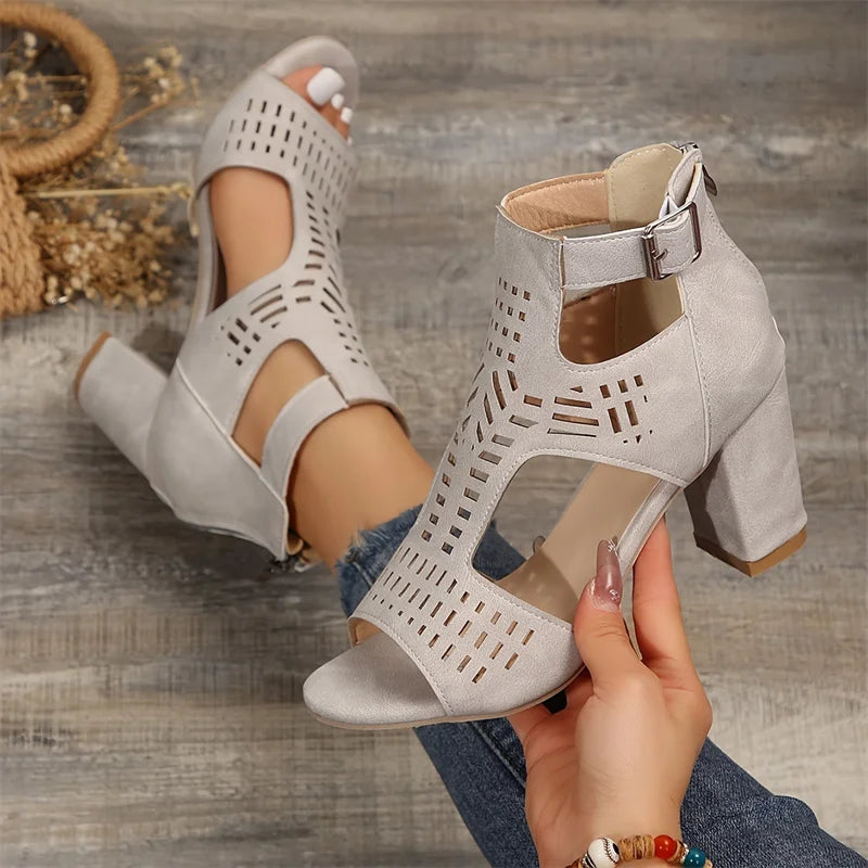Chunky Heeled Sandals Peep Toe Sandal