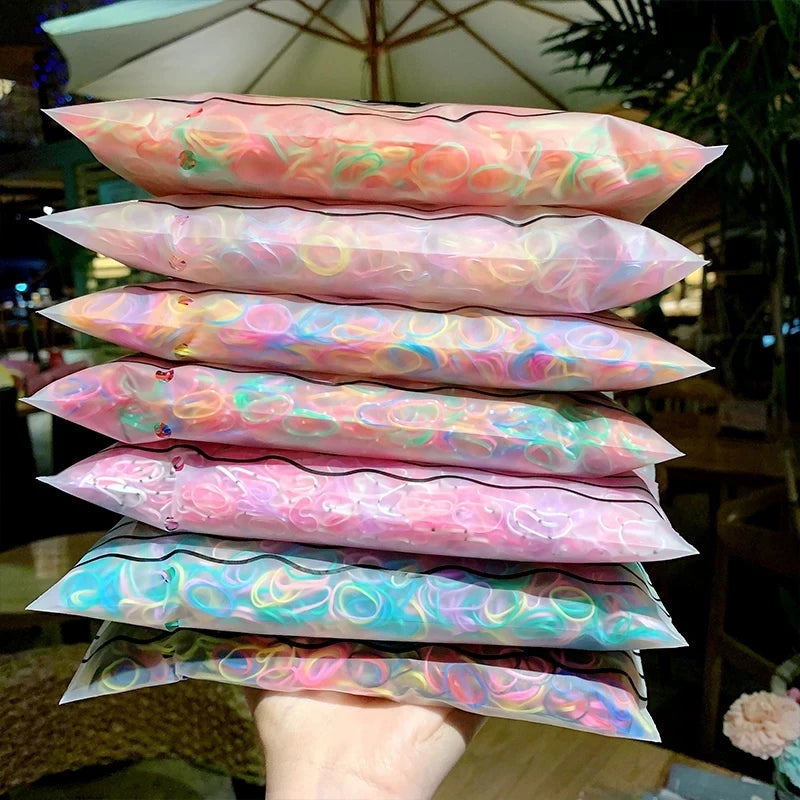1000pcs/Pack Colorful Small Disposable Rubber Bands Gum For Ponytail Hold Scrunchie Hair Bands Fashion Hair Accessories