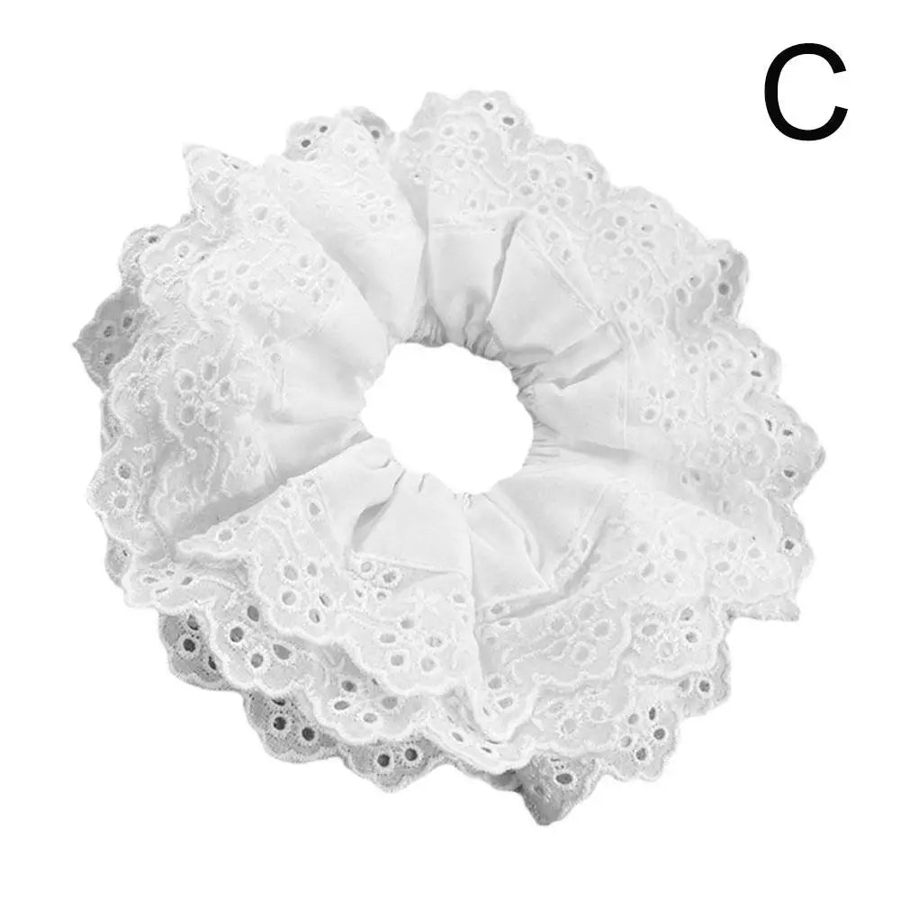 Big Flower Scrunchies for Women Elastic Hair Bands Ponytail Holders Tie Solid Color Hair Hoop Scrunchy Girl Hair Ring