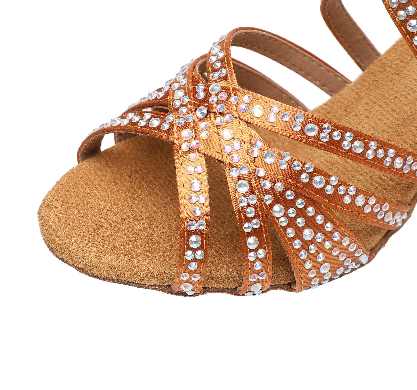 Medium Heel Latin Dance Shoes Rhinestone Ballroom Tango Salsa Dancing Shoes Sandals