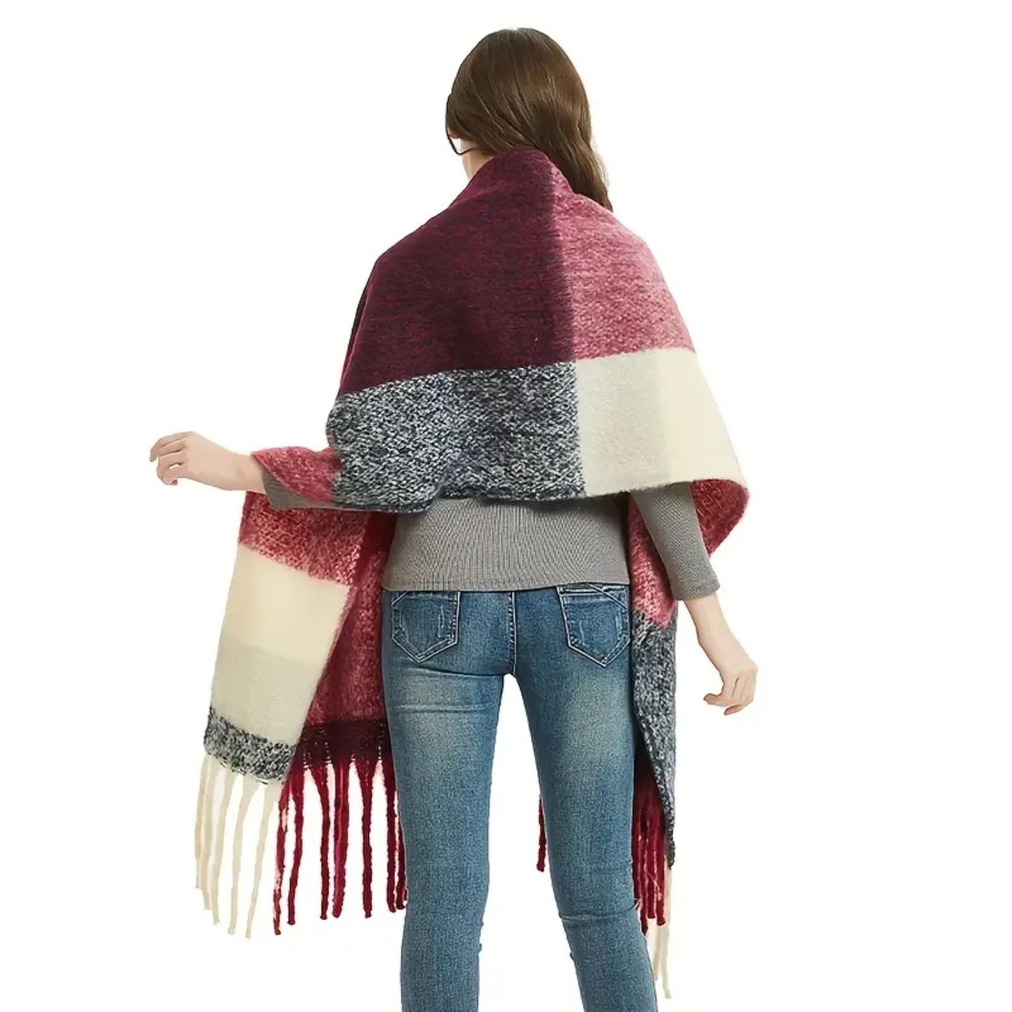 Classic Tassel Plaid Scarf | Warm Soft Blanket Shawl Scarf