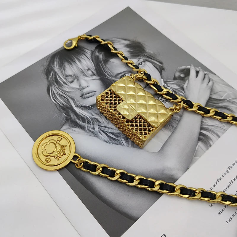 Fashion Gold Chain Bag Charm Belt Female Waist Designer Belts For Women High Quality Luxury Brand Long Waistband