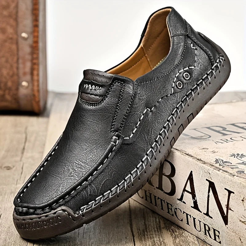 Men's Solid Color Loafers, Soft Bottom And Surface, Casual Breathable Versatile Dad Shoes, Slip-On Big Size Loafers For Men