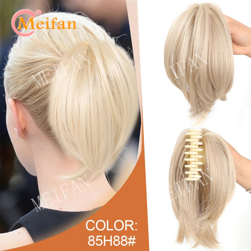 Synthetic Straight Claw Clip Chignon Fluffy Donut Messy Hair Bun Clip in Hairtail Extensions Natural Hairpieces for Women
