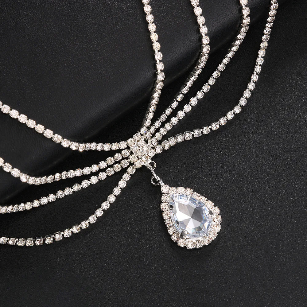 Boho Rhinestone Head Chain For Women Headpiece Wedding Accessories Crystal Forehead Chain Indian Hair Jewelry