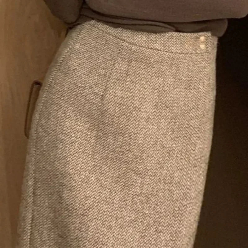 Autumn Winter Solid Simple Retro Long Skirt