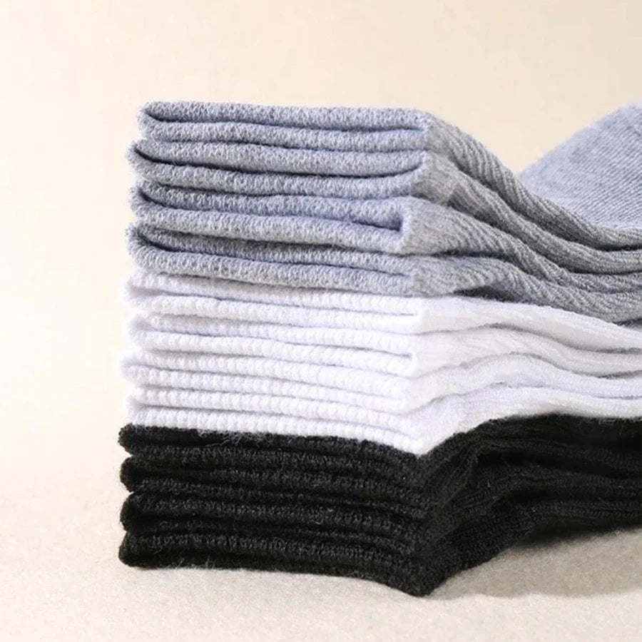 10 pairs/Men's Socks Spring/Summer Thin, Breathable, Soft Polyester Cotton Socks Black Casual Business Ankle Socks Boat Socks