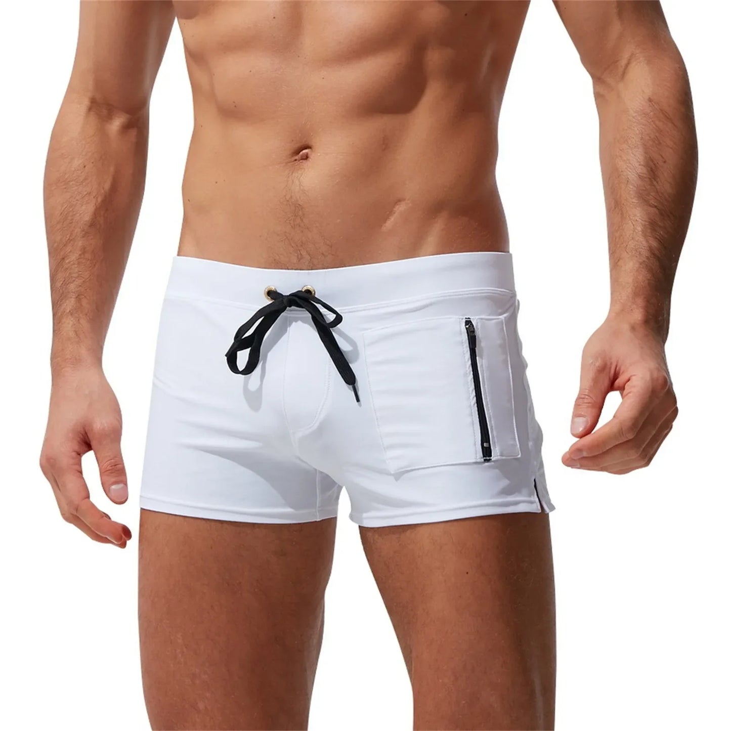 1pc Swim Shorts Men Zipper Pocket Casual Men's Shorts Fast Dry Boardshorts Joggers Men's Trunks Summer Men's, Short