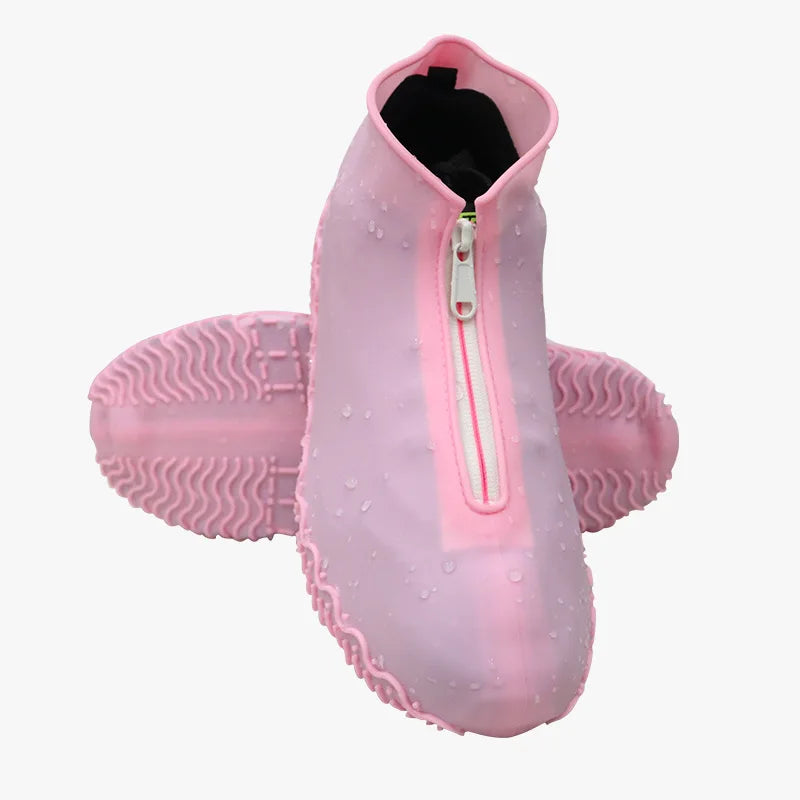 Waterproof Zipper Silicone Shoe Cover Rain Boots Unisex Outdoor Solid Non-Slip Wear-Resistant Reusable Shoe Cover