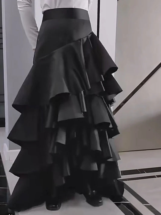 irregular ruffled skirt
