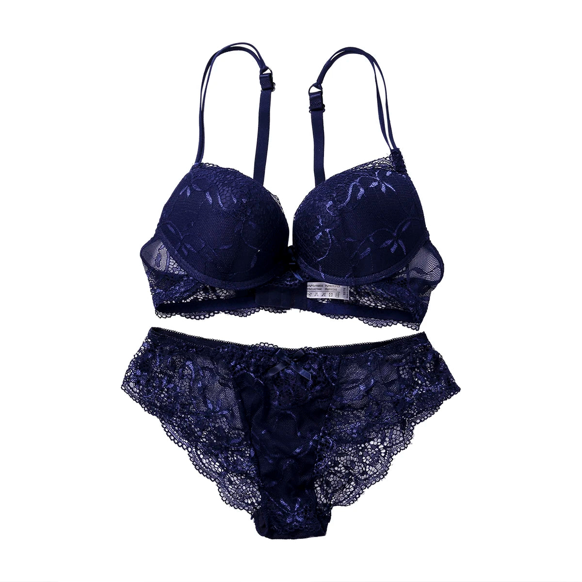 Lace Lingerie Set with Floral Embroidery and Matching Panties Sexy Push-Up Bra and Underwear Intimates