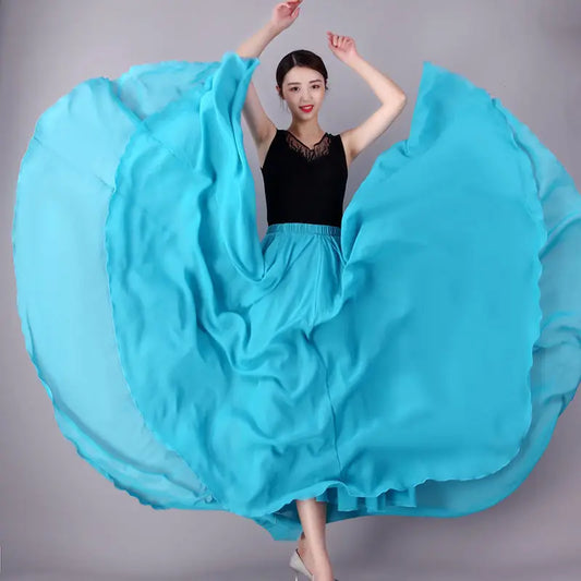 Pleated High Waist Chiffon Long Skirt