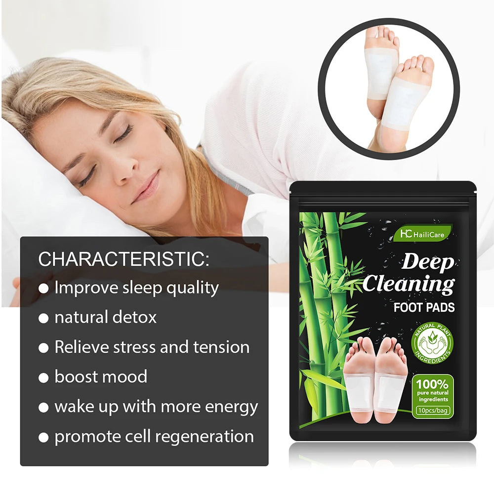 10pcs/Bag Foot Pads Detoxifying All-natural Bamboo Foot Detoxifying Deep Cleansing