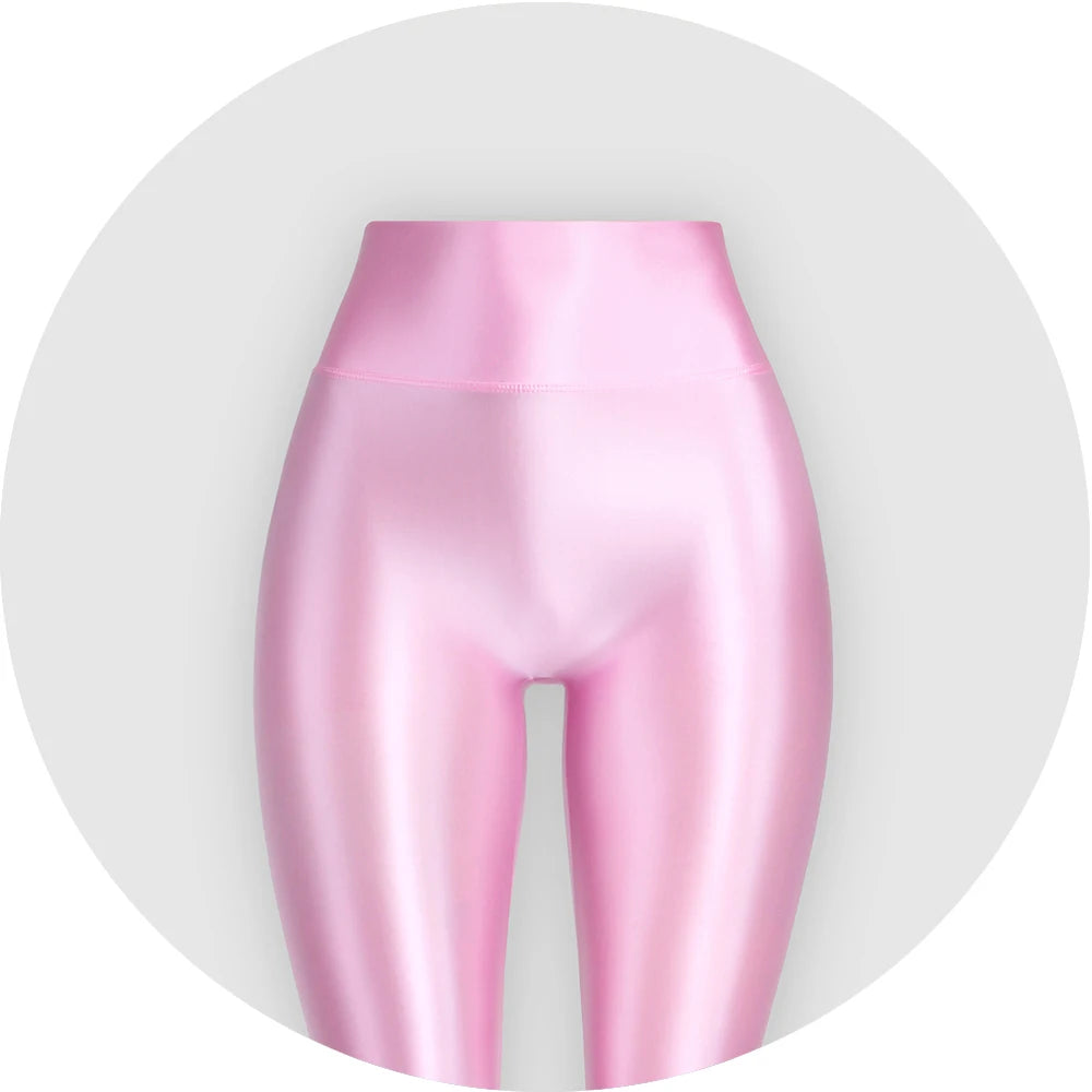 Satin Glossy High Waist Sport Fitness Shiny Yoga Pants