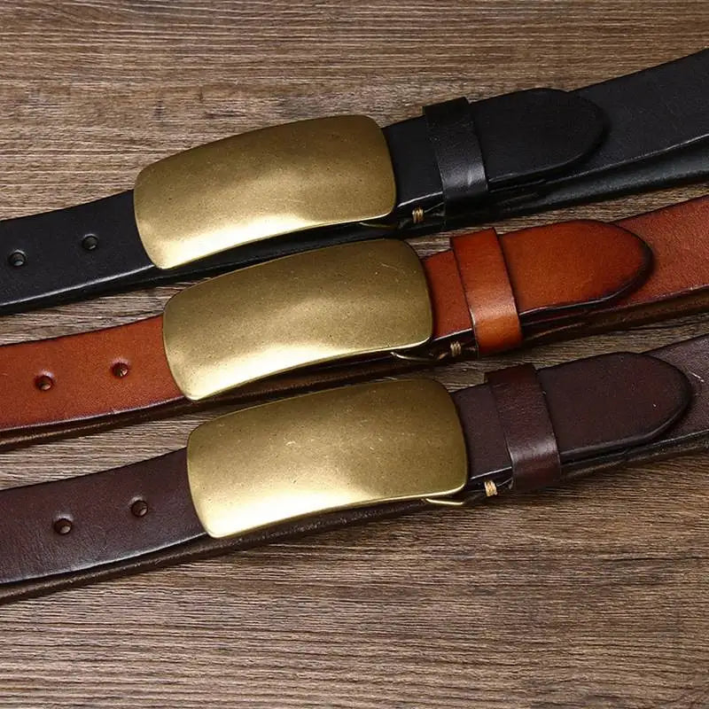 Brass retro tanned leather belt