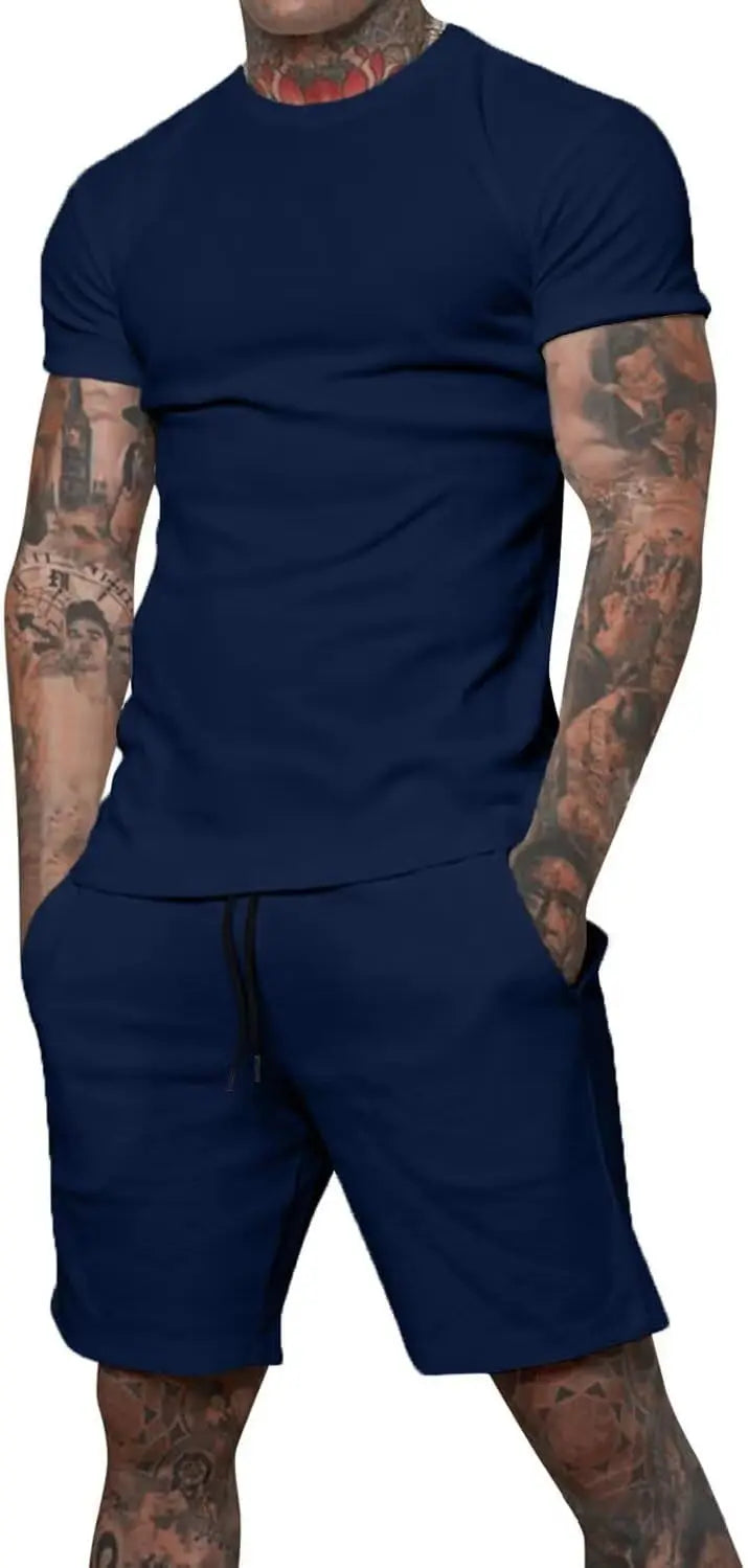 Boutique men's shorts suit 2 piece clothing fashion summer casual sportswear and shorts suit