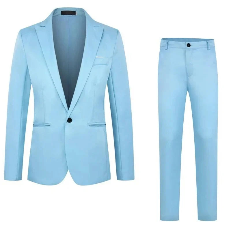 Men's Fashionable Business Casual Suit Slim Fit Western Style Clothes 2-Piece Set Wholesale Cross-Border E-commerce