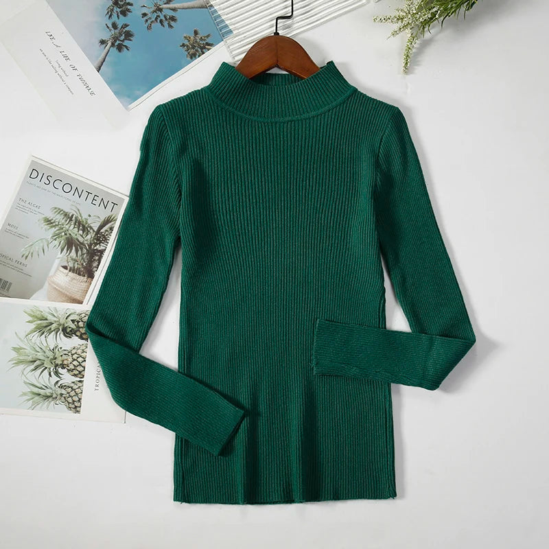 Women's Turtleneck Sweater Knitted Soft Pullovers cashmere Jumpers Basic Solid Soft Sweaters Women Autumn Winter Casual Top