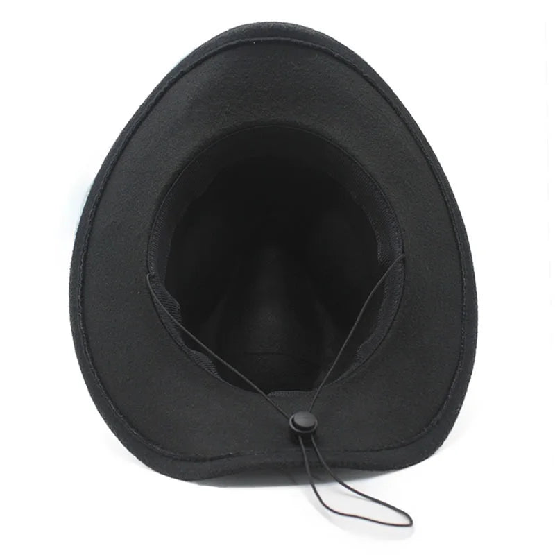 Vintage Style Wide Brim Hat with Leather Band for Men and Women Classic Retro Wool Felt Hat