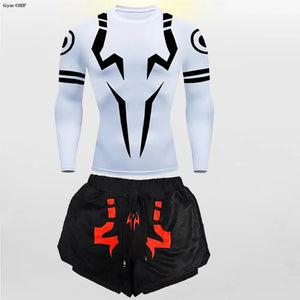 Jujutsu Kaisen Anime Compression T Shirt Suits Men's 2 In 1 Shorts Sport Running Jogging Gym Tracksuit Men Clothing Rashgard MMA