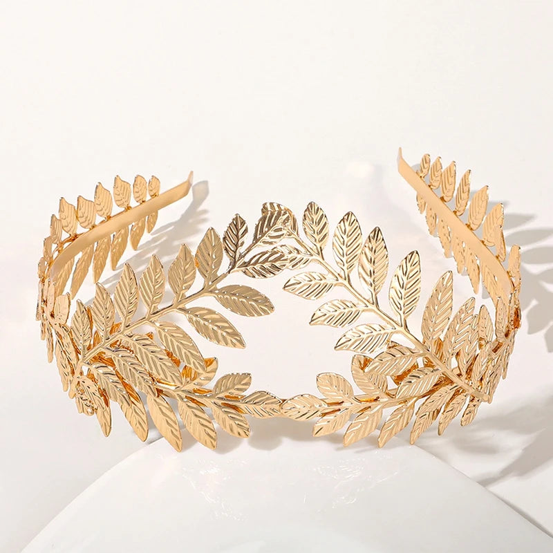 Gold Color Leaf Headband Headpiece Crown Tiara Headdress Goddess Greek Head Jewelry