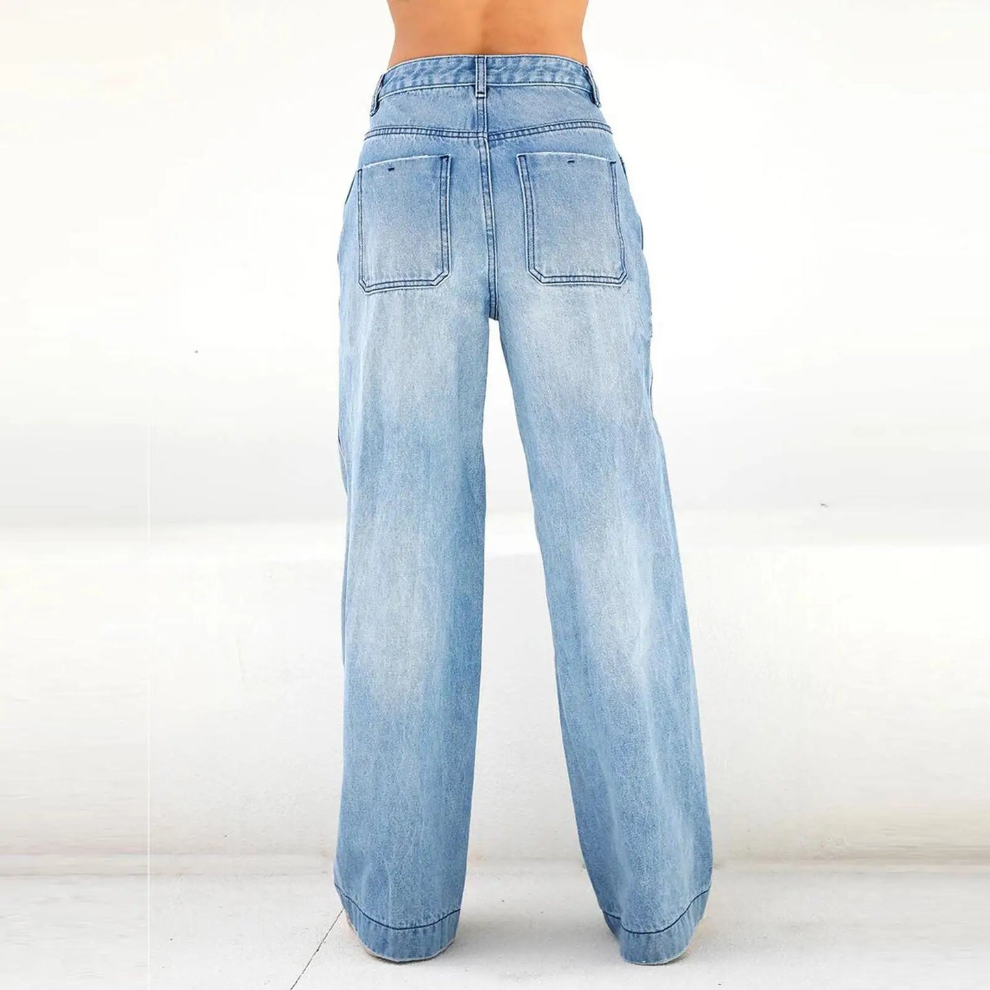 European and American loose Denim wide leg pants slimming high waist all-match jeans for women