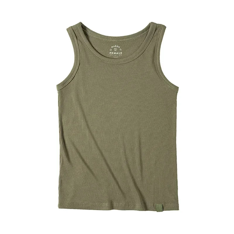 Sleeveless Knitted Tank Tops for Women Solid Color Casual Sports Vest Slim Fit Female Outer Wear Tops