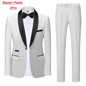 Men's Casual Business Have Smoking Suit High End Brand Boutique Fashion Blazer Vest Pants Groom Wedding Dress Party Suit