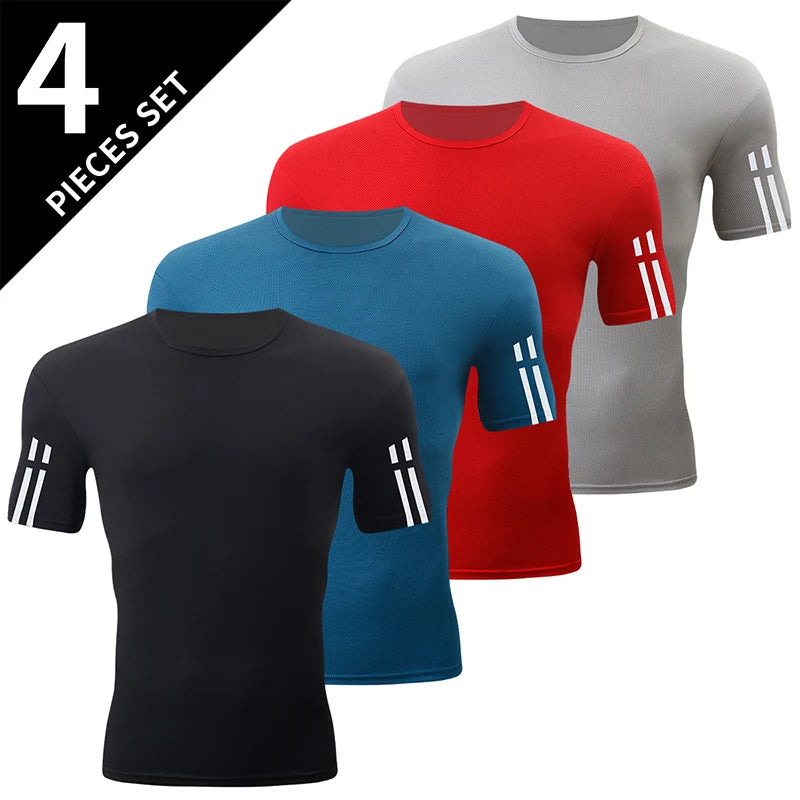 1/4 Pack men's quick-drying sports short sleeve mixed color multi-code casual shirt fashion T-shirt