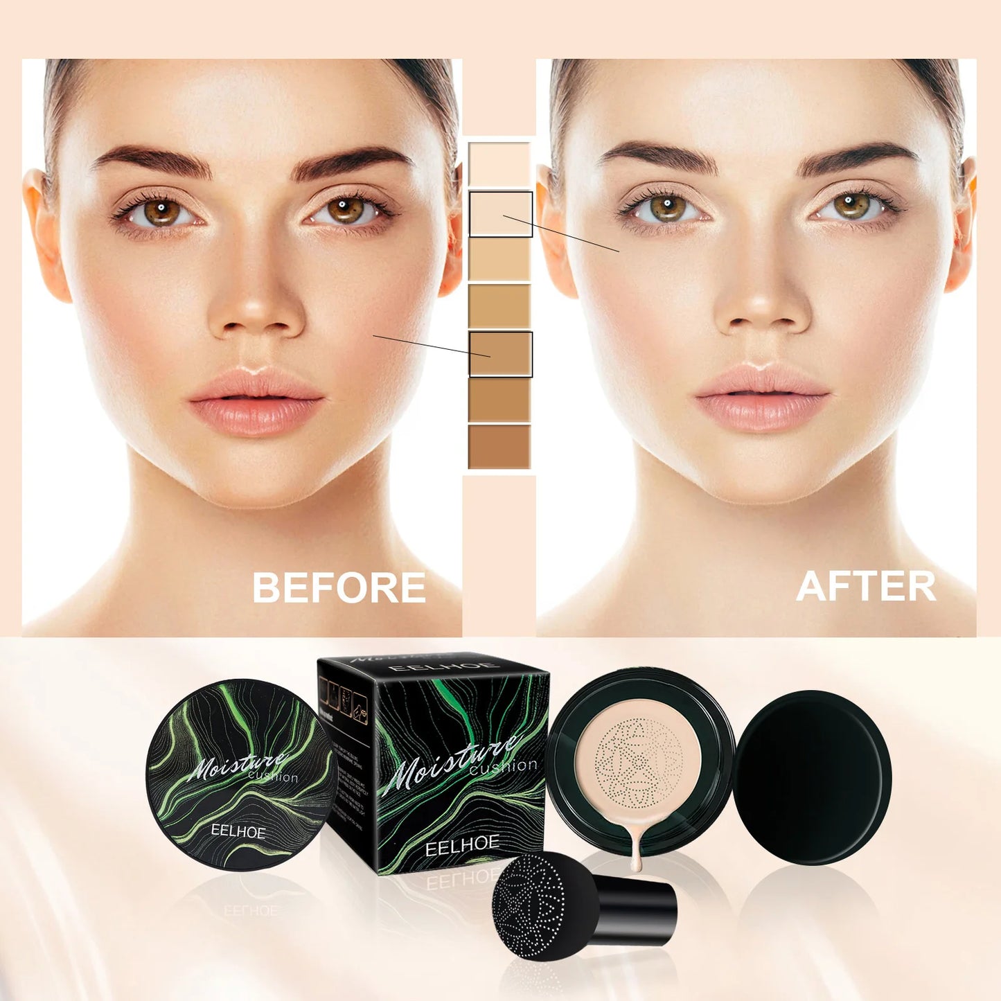 3color/set Mushroom Head Air Cushion BB Cream Oil-control Hides Facial blemishes Moisturizing Nude Foundation Concealer