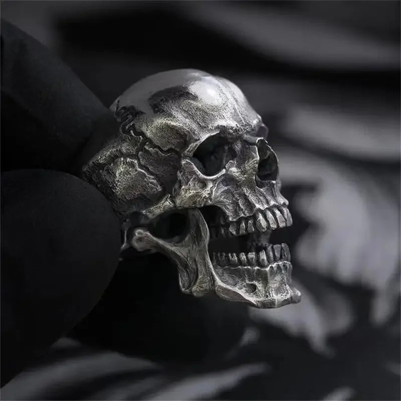 Gothic Exaggeration Demon Skull Rings Cool Men's 316L Stainless Steel Skull Biker Ring Motorcycle Jewelry