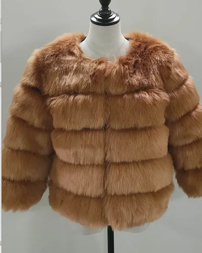 Faux Fur Coat Fashion Faux Fox Fur Fluffy Jacket High Quality