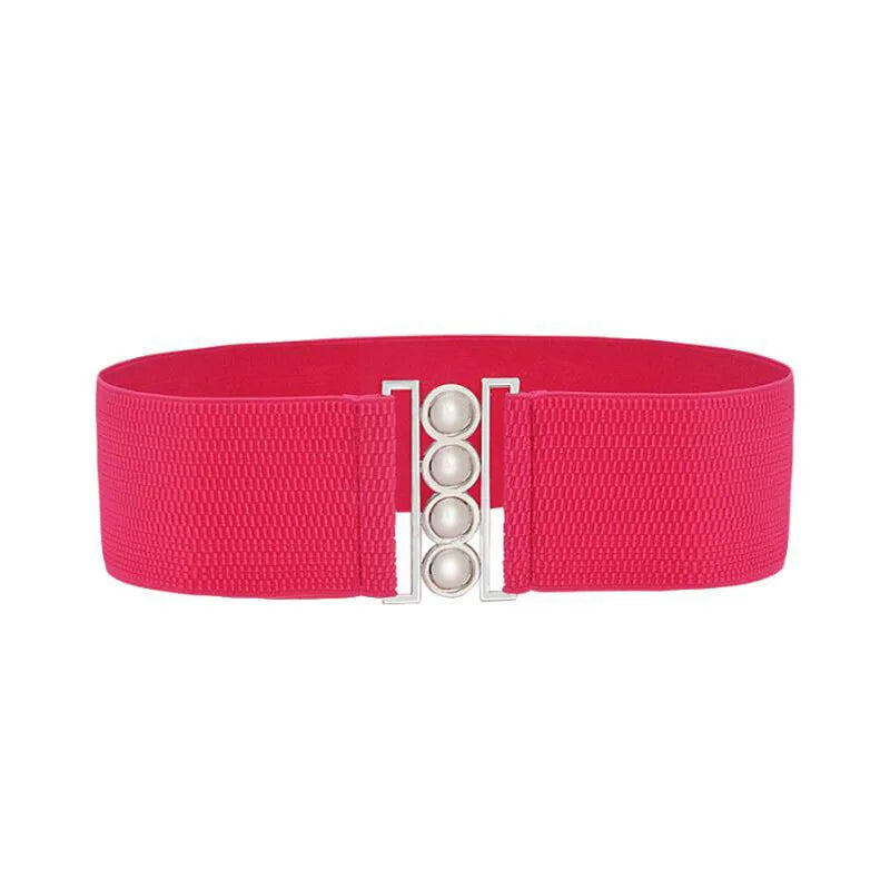 Women’s Elastic Cinch Belt Fashion Stretch Waist Band Clasp Buckle Stretchy Retro Wide Waist Cinch Belt Waistband