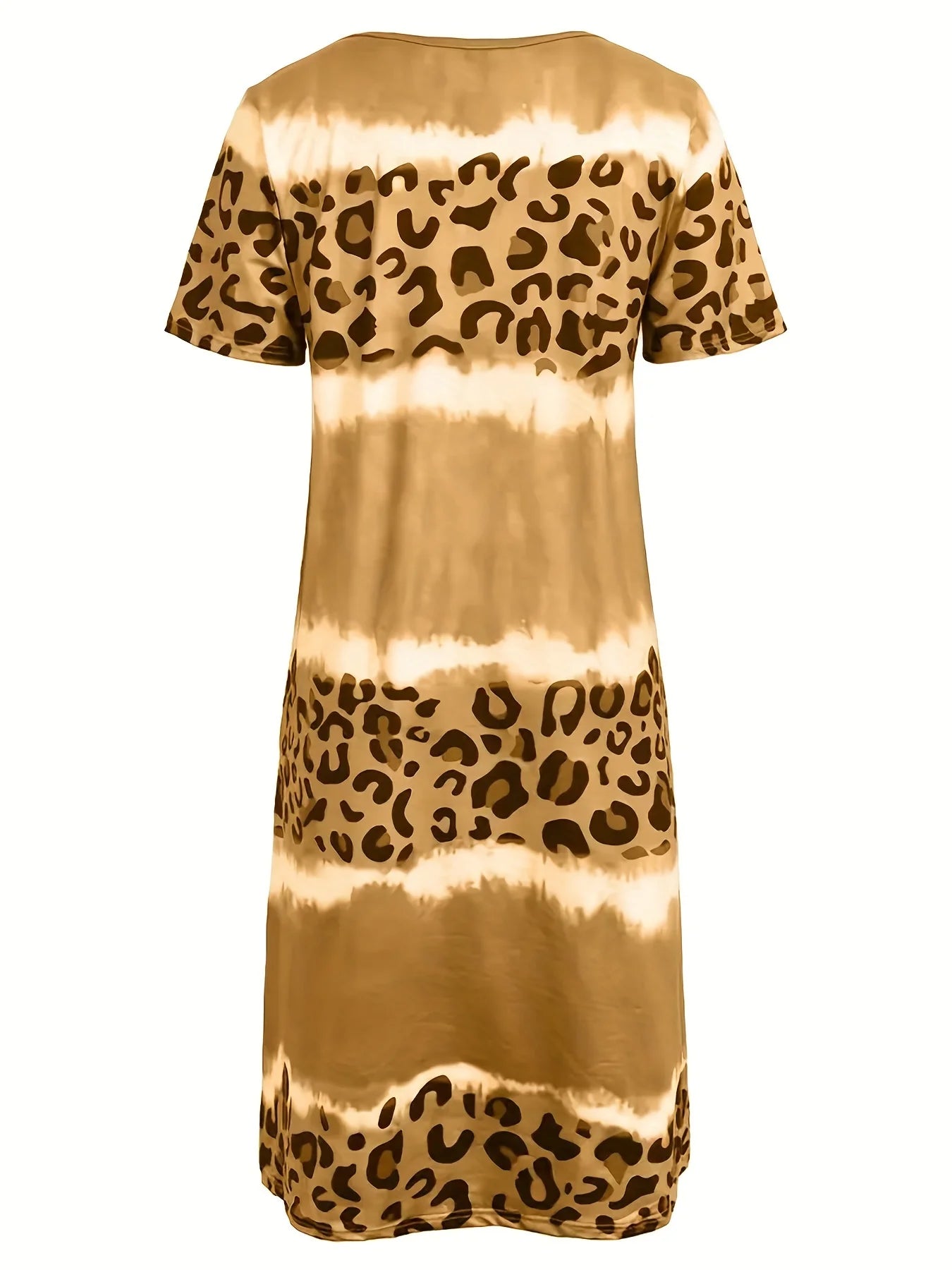 Leopard Print Bohemian Dress Casual Short Sleeve Dress
