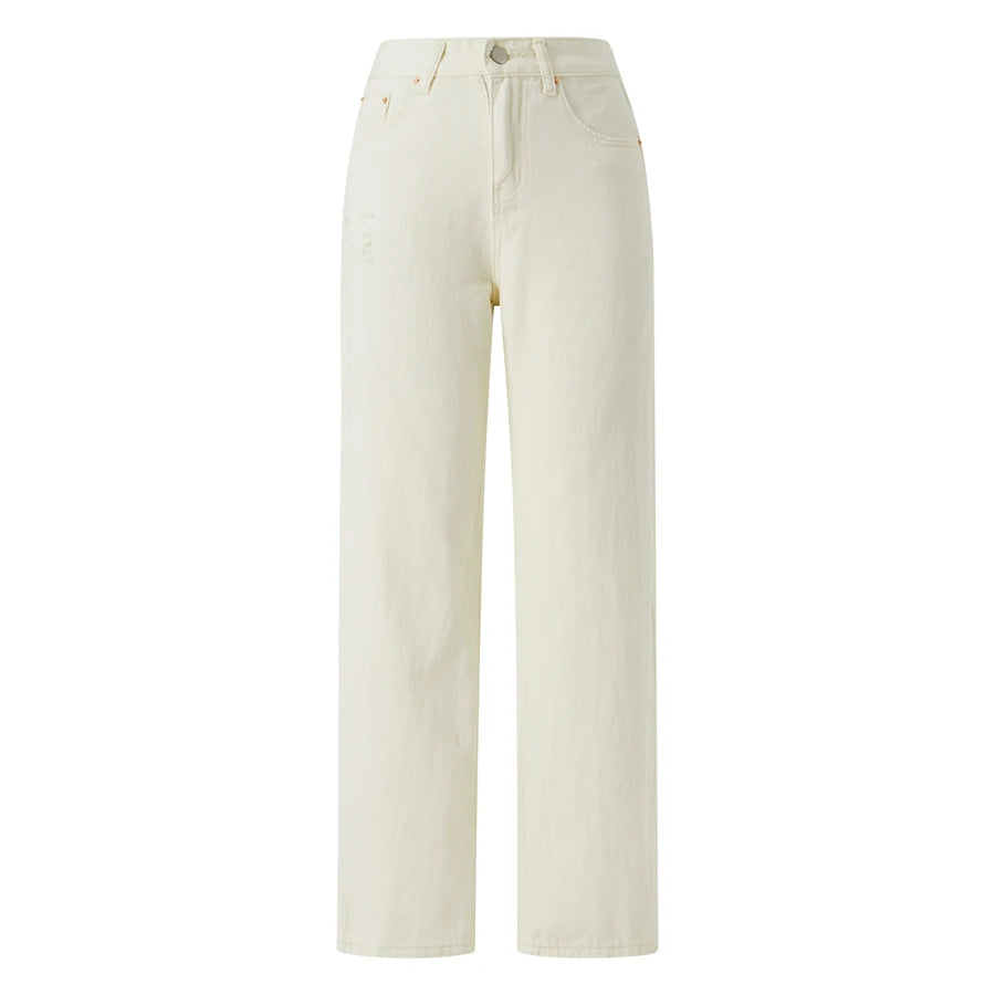 Women s Stylish High Waist Loose Fit Denim Jeans with Classic Straight Leg Design and Functional Pockets