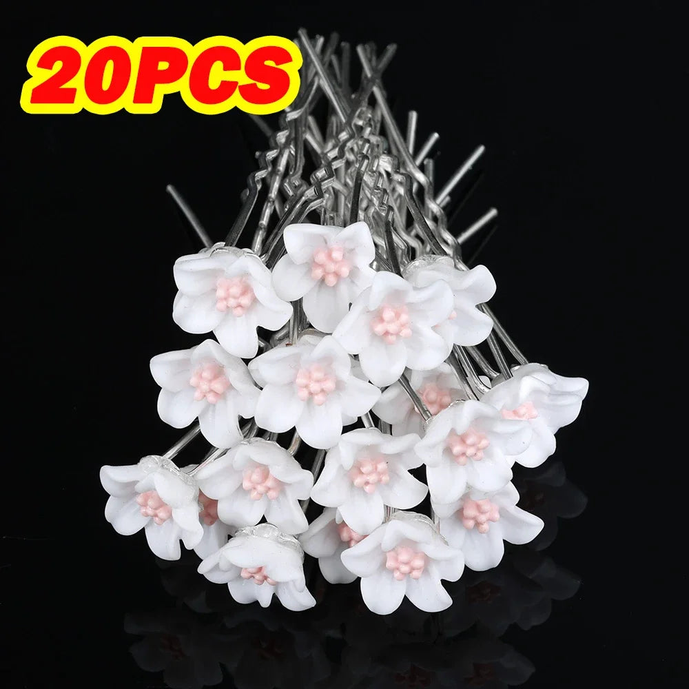 20pcs Women U-shaped Pin Metal Barrette Hair Clip Hairpins Simulated Pearl Hair Accessories Hairstyle Tools